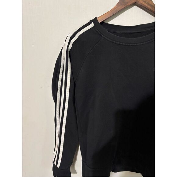 Adidas Women's Small Black White Pullover Sweater Striped Crewneck - Picture 3 of 4